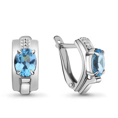 Серьги из серебра с топазом/фианитом Aquamarine 4493005А