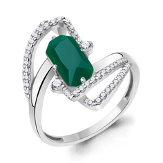 Кольцо из серебра р. 16 Aquamarine 6579709А, агат/фианит