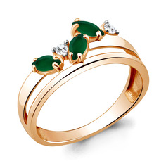 Кольцо из серебра с агатом/фианитом р.16,5 Aquamarine 6923609А