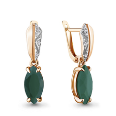 Серьги подвески из серебра Aquamarine 4475709А, агат/фианит