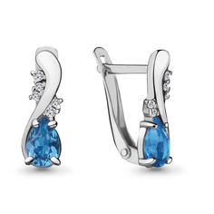 Серьги из серебра с топазом/фианитом Aquamarine 4713805А