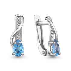 Серьги из серебра с топазом/фианитом Aquamarine 4714005А
