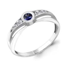 Кольцо из белого золота р. 17,5 Aquamarine 963379, бриллиант/сапфир