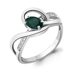 Кольцо из серебра с агатом/фианитом р.17,5 Aquamarine 6920309А