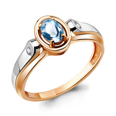 Кольцо из красного золота р. 17,5 Aquamarine 6910005А, топаз/фианит