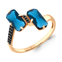 Кольцо из серебра с топазом искусственным/нанокристаллом р.18 Aquamarine 6902293Ч