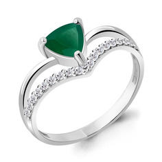 Кольцо из серебра р. 17,5 Aquamarine 6938509А, агат/фианит