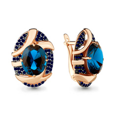 Серьги из серебра Aquamarine 4703293Б, топаз искусственный/сапфир искусственный