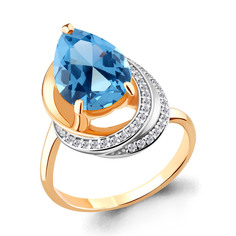Кольцо из серебра р. 19 Aquamarine 6580392А, топаз искусственный/фианит