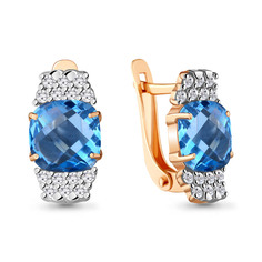 Серьги из серебра Aquamarine 4736392А, топаз искусственный/фианит