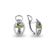 Серьги из серебра Aquamarine 4473707А, хризолит/фианит