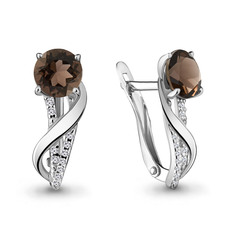 Серьги из серебра Aquamarine 4405401А, кварц/фианит