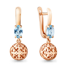 Серьги подвески из серебра Aquamarine 4729402, топаз
