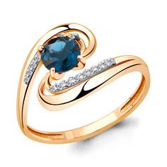 Кольцо из серебра р. 19,5 Aquamarine 6520508А, топаз/фианит