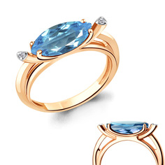 Кольцо из серебра р. 17,5 Aquamarine 6900892А, топаз искусственный/фианит