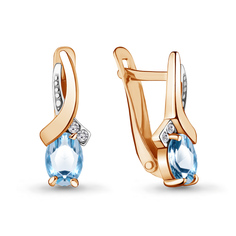 Серьги из серебра с топазом/фианитом Aquamarine 4723505А