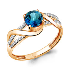 Кольцо из серебра р. 17 Aquamarine 6520908А, топаз/фианит