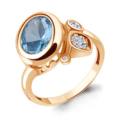 Кольцо из серебра р. 16,5 Aquamarine 6902792А, топаз искусственный/фианит