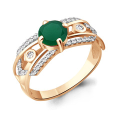 Кольцо из серебра с агатом/фианитом р.18,5 Aquamarine 6557009А