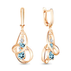 Серьги подвески из серебра Aquamarine 4746502А, топаз/фианит