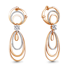 Серьги подвески из серебра Aquamarine 42747А, фианит