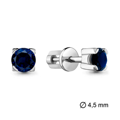 Серьги пусеты из белого золота Aquamarine 940208, сапфир