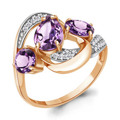 Кольцо из серебра р. 17,5 Aquamarine 6907704А, аметист/фианит