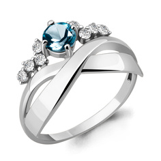 Кольцо из серебра р. 17,5 Aquamarine 6581308А, топаз/фианит