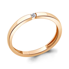 Кольцо обручальное из красного золота р. 17 Aquamarine 961889к, бриллиант