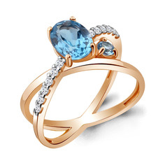 Кольцо из серебра р. 17,5 Aquamarine 6928905А, топаз/фианит
