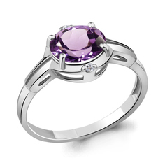 Кольцо из серебра р. 17 Aquamarine 6448904, аметист/фианит