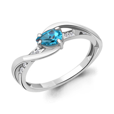 Кольцо из серебра р. 17,5 Aquamarine 6901605А, топаз/фианит