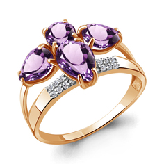Кольцо из серебра р. 17,5 Aquamarine 6904204А, аметист/фианит