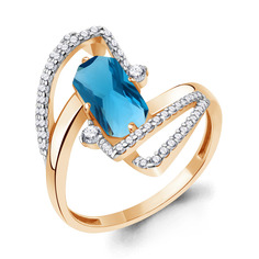 Кольцо из серебра р. 16,5 Aquamarine 6579793А, топаз искусственный/фианит