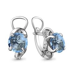 Серьги из серебра Aquamarine 4421402А, топаз/фианит