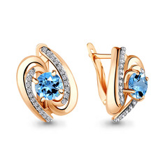 Серьги из серебра Aquamarine 4405705А, топаз/фианит
