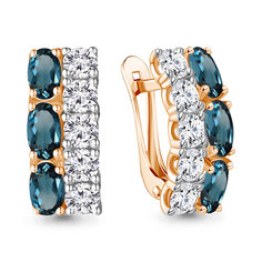 Серьги из серебра Aquamarine 4429608, топаз/фианит