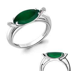 Кольцо из серебра р. 17,5 Aquamarine 6900809А, агат/фианит