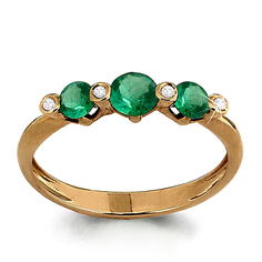 Кольцо из красного золота р. 17,5 Aquamarine 962330к, бриллиант/изумруд