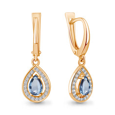 Серьги подвески из серебра с топазом/фианитом Aquamarine 4410205А