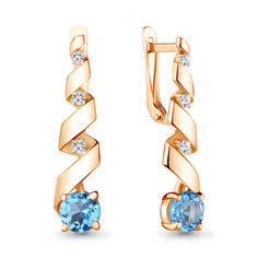Серьги из серебра с топазом/фианитом Aquamarine 4745005А
