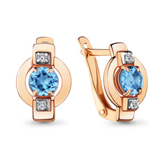 Серьги из серебра Aquamarine 4714505А, топаз/фианит