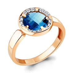 Кольцо из серебра р. 17,5 Aquamarine 6920893А, топаз искусственный/фианит