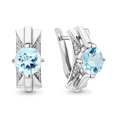 Серьги из серебра с топазом/фианитом Aquamarine 4493202А