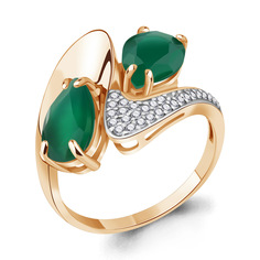 Кольцо из серебра с агатом/фианитом р.17,5 Aquamarine 6579409А