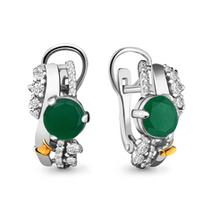 Серьги из серебра Aquamarine 4471809А, агат/фианит