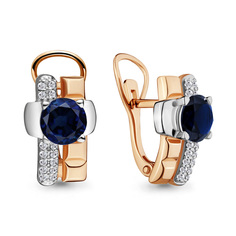 Серьги из серебра Aquamarine 45880Б, фианит/сапфир искусственный