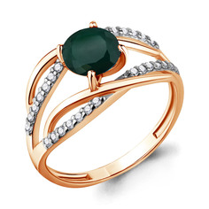 Кольцо из серебра р. 17,5 Aquamarine 6520609А, агат/фианит