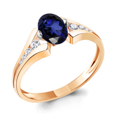 Кольцо из красного золота р. 16,5 Aquamarine 961811к, бриллиант/сапфир