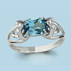 Кольцо из серебра р. 17,5 Aquamarine 6552905А, топаз/фианит